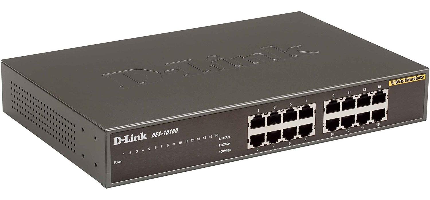 D-Link DES-1016D Switch 16 Ports Ethernet Metallique 10/100mbps - Idéal Partage de Connexion et Mise en Réseau Small/Home Office