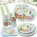 Homgaty Jungle Safari - Set da tavola per 25 ospiti, 125 piatti di carta usa e getta, set di tovaglioli per baby shower, per ragazzi e ragazze, feste di compleanno, decorazioni selvagge