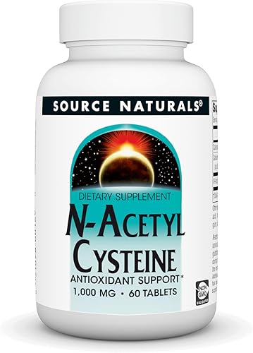 Source Naturals N-acetil cisteína antioxidante apoyo 1000 mg Suplemento dietético que apoya la salud respiratoria* - 60 tabletas