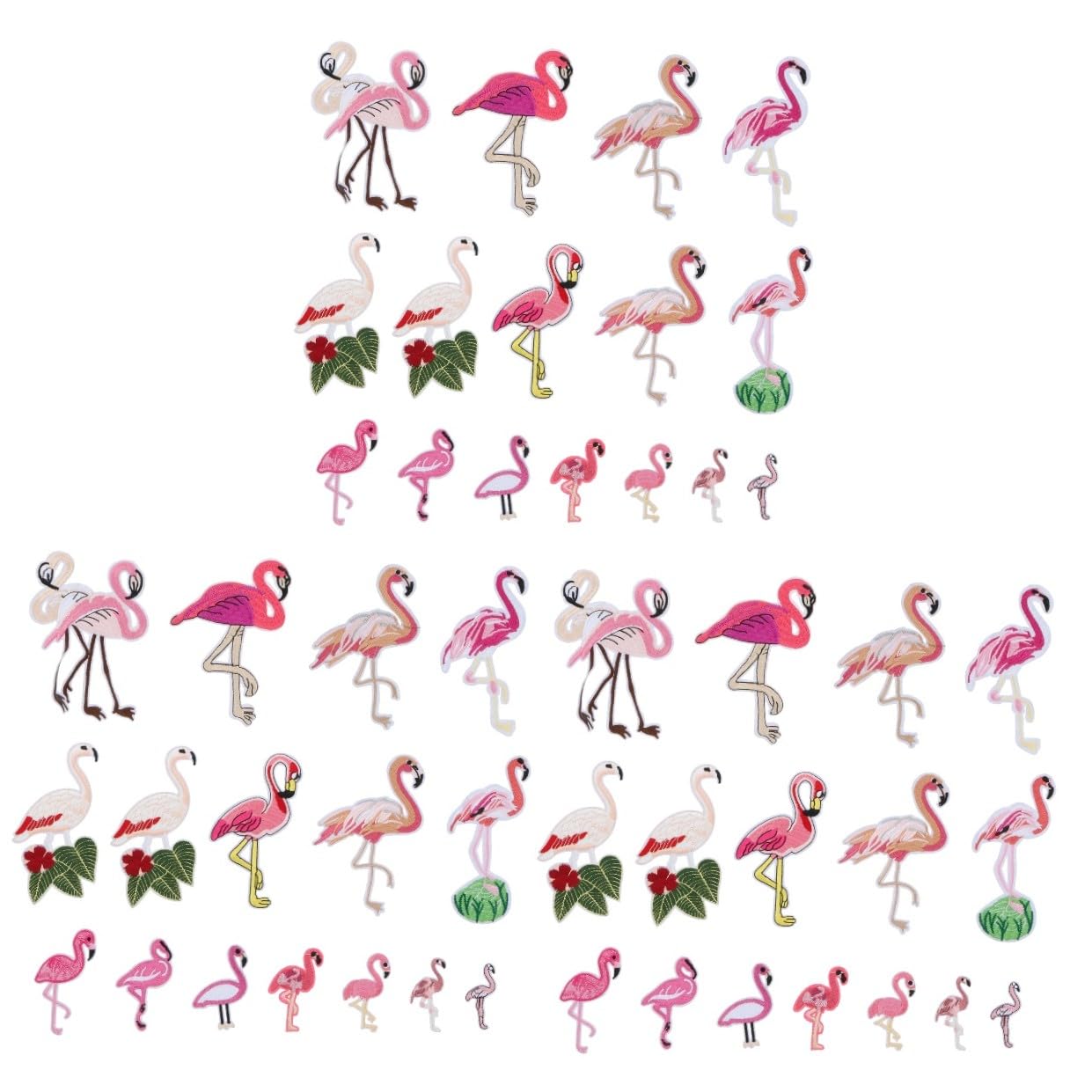 NUOBESTY 48stücke Teiliges Set Flamingo-aufnäher Zum Aufbügeln Stickerei Applikationen Für Kreative Bekleidungsaccessoires Zum Reparieren Und Dekorieren Von Kleidung Taschen Und Hüten