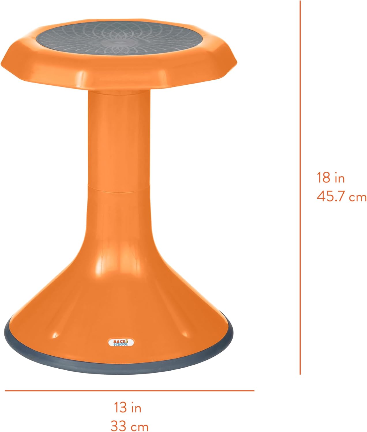 Wobble Sensory Stool, 18in Seat Height, Flexible Seating, Orange
