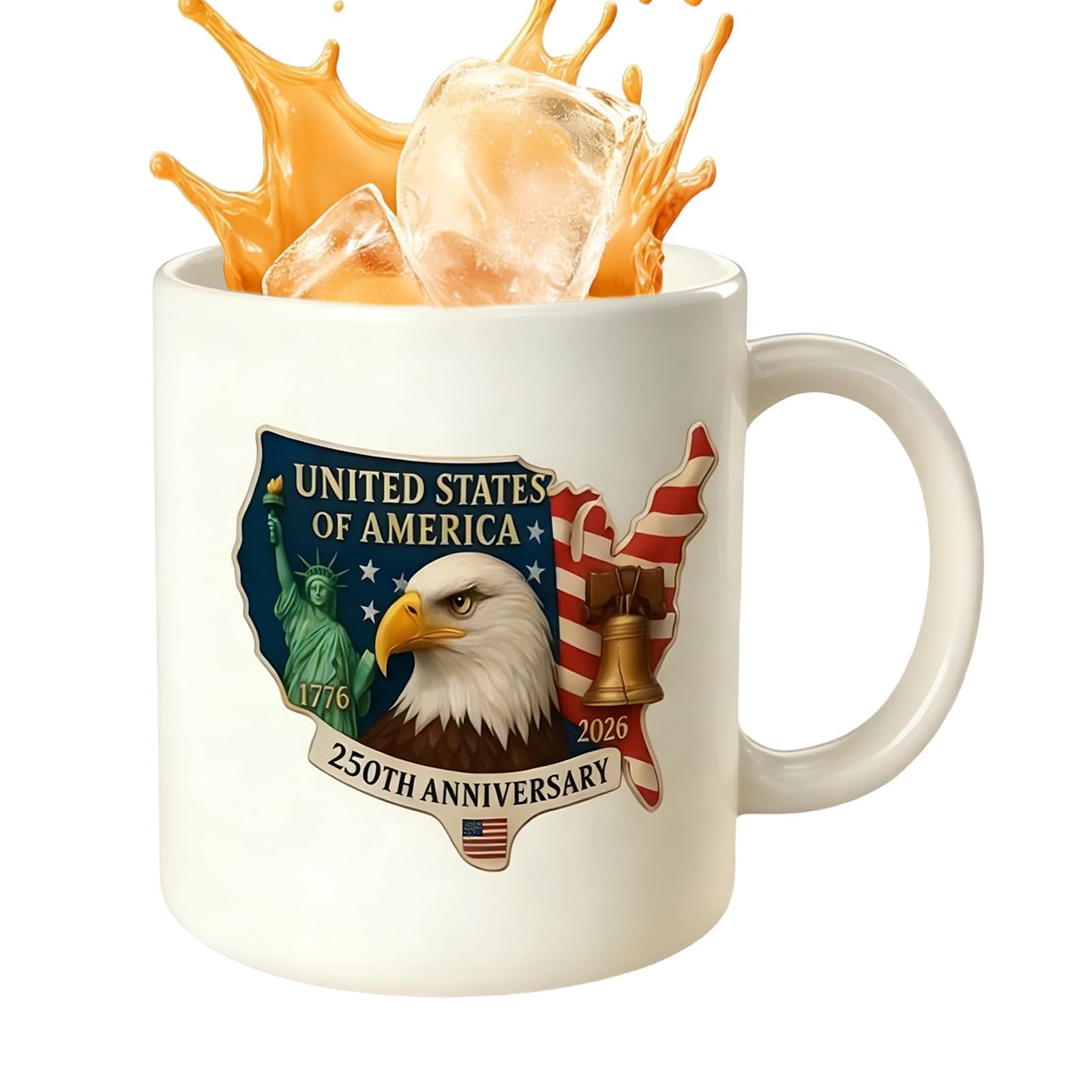 Muiltvoe American Mug, 250th Patriotic Drinkware, 1776– Ceramic Commemorative Mug, Perfect for History Enthusiasts, Men, Friends, Family, Dad, Mother, Grandparent