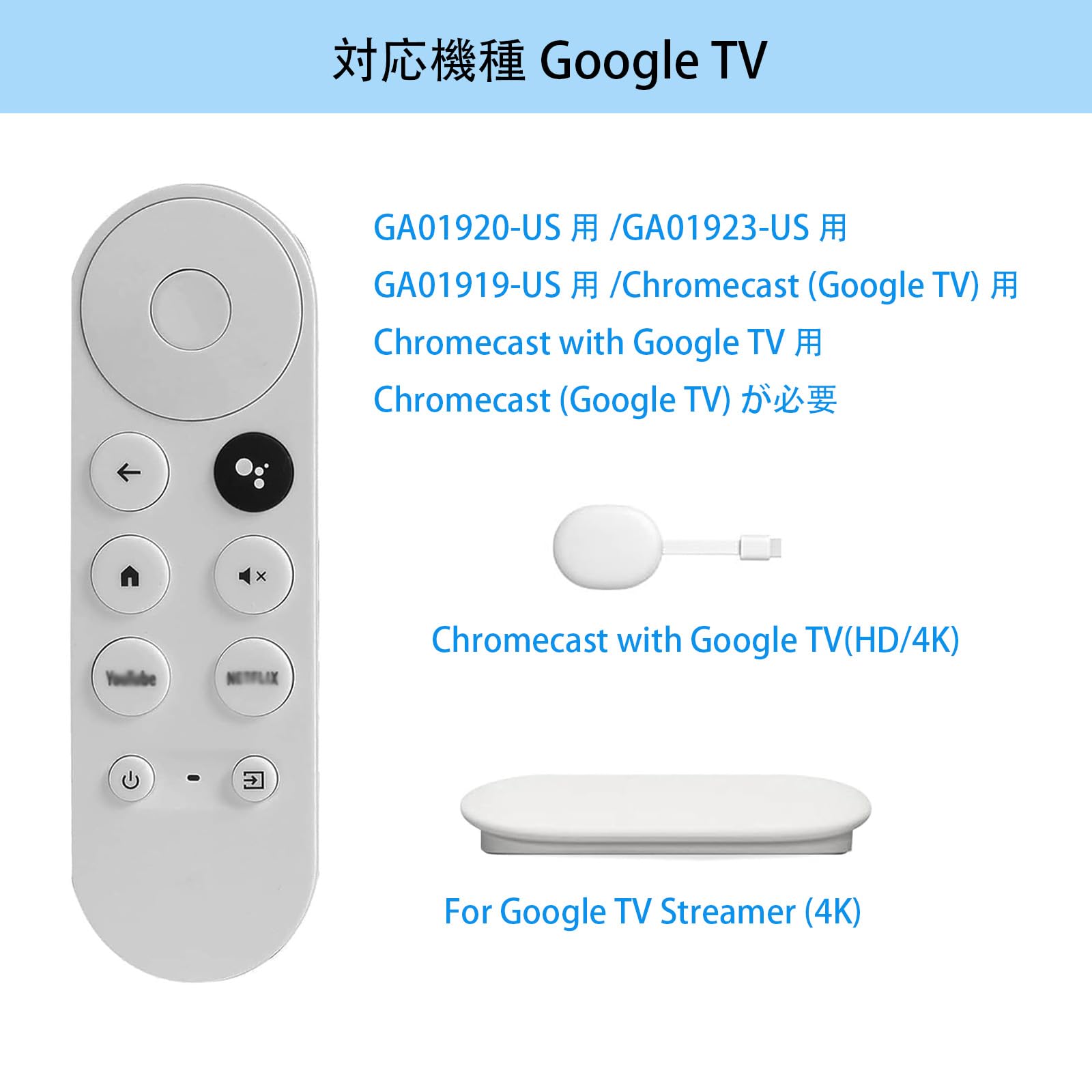 Amazon | Chromecast with Google 交換用リモコン G9N9N 音声リモコン