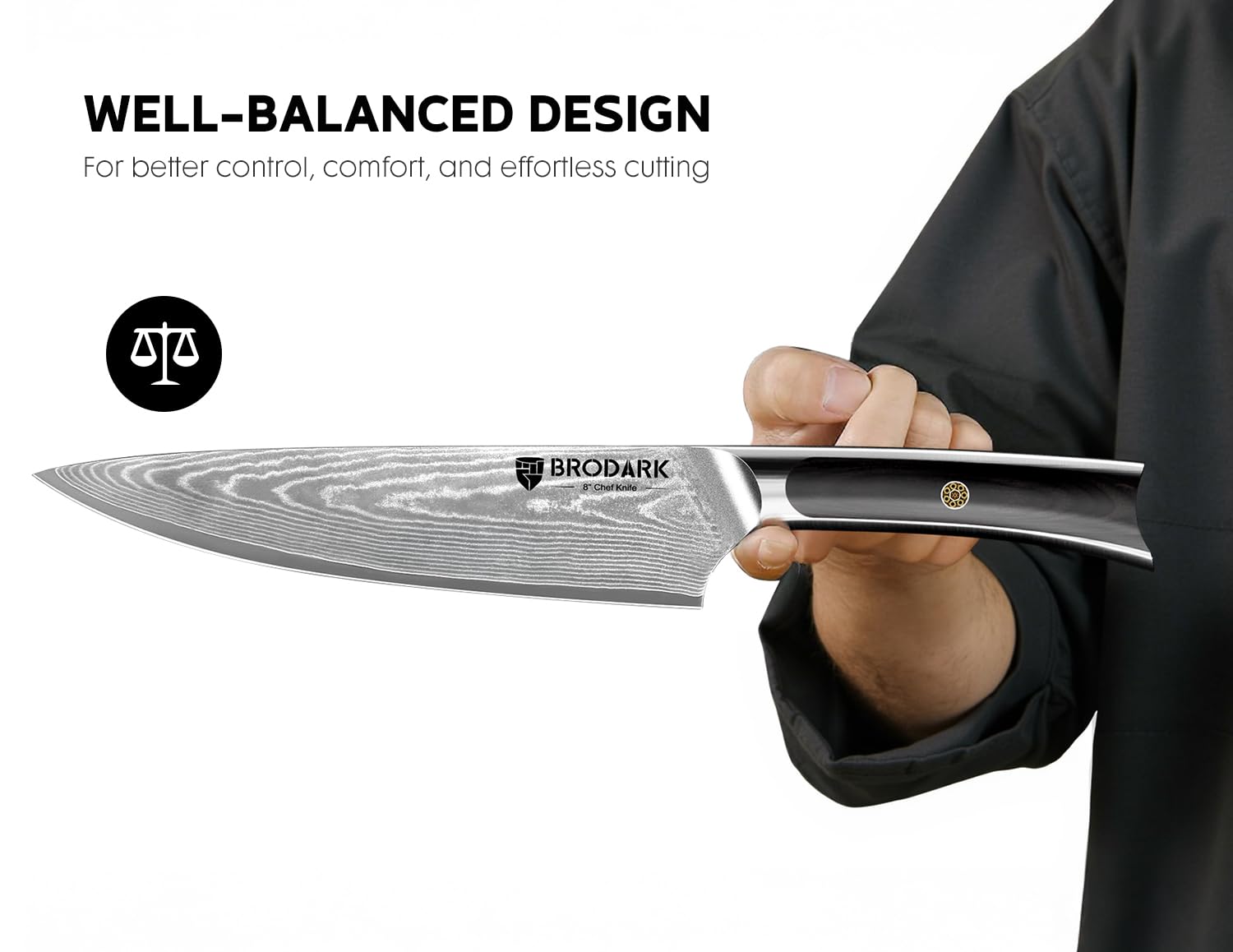 BRODARK 3PCS Damascus Chef Knife Set, VG10 Full Tang, Pakkawood Handle — Amazon image 6