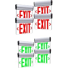4 Pack Red Led Edge-Lit Exit Sign,Single-Sided Clear Rotating Acrylic Panel Bundle 4 Pack Green Led Edge-Lit Exit Sign,Single-Sided Clear Rotating Emergency Exit Signs with Battery Backup