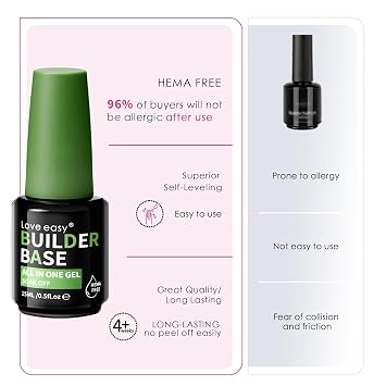 Love easy Salon-Grade Baby Pink Builder Gel - Hypoallergenic Strong Base Coat | Long-Lasting Adhesion (30+ Days) for Professional Nails Gift for Women