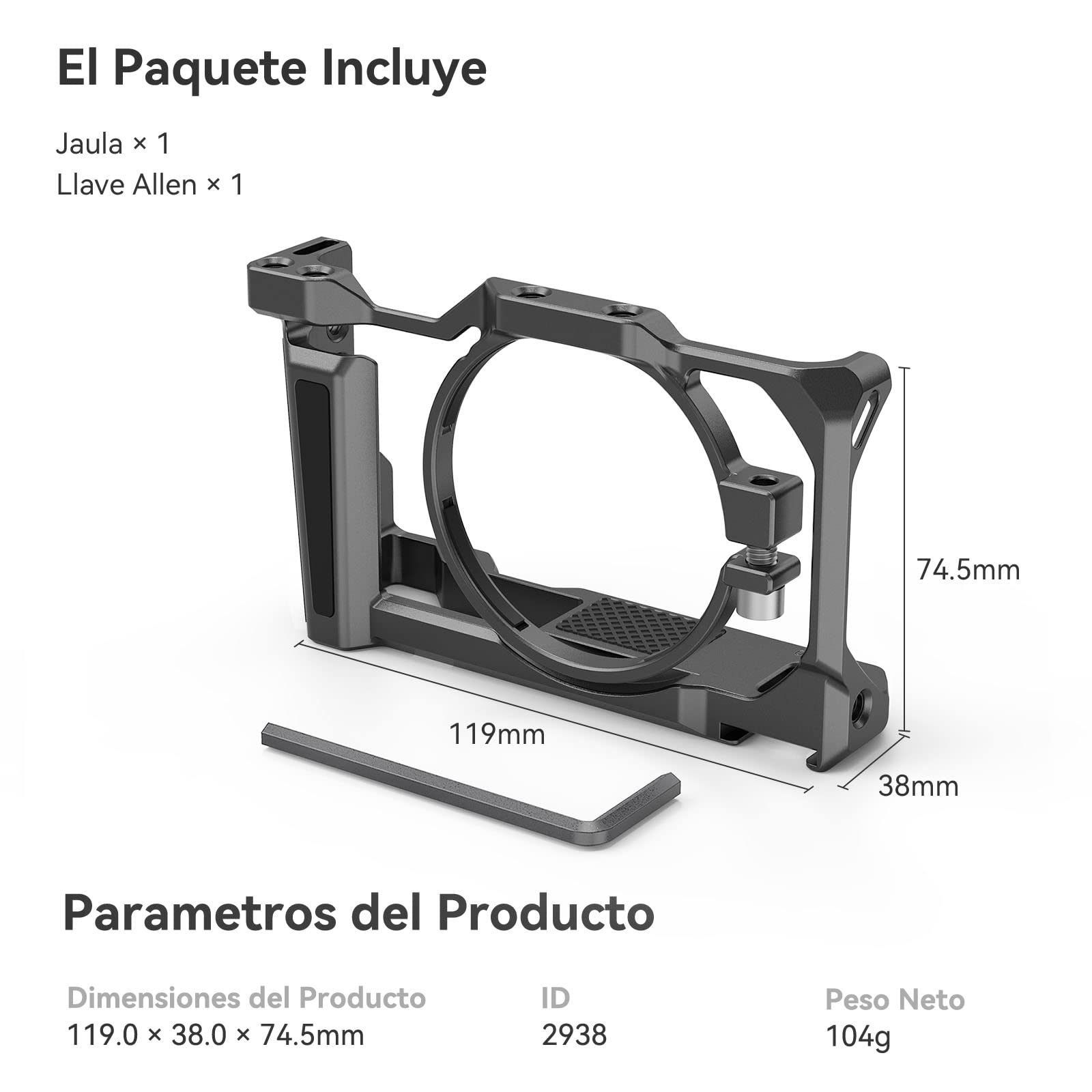 SMALLRIG ZV-1F / ZV-1 Cage Camera Jaula para Cámara Sony ZV-1F / ZV-1, con Cold Shoe Incorporada y Empuñadura de Gel de Silicona- 2938