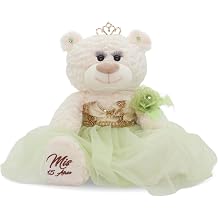 KINNEX COLLECTIONS SINCE 1997 Classic Size Quinceanera Bear with Elegant Dress Gift-Ready Keepsake and Centerpiece Decoration for 15 Anos, OSO Quinceanera Tradicional B14631-8 Pistachio