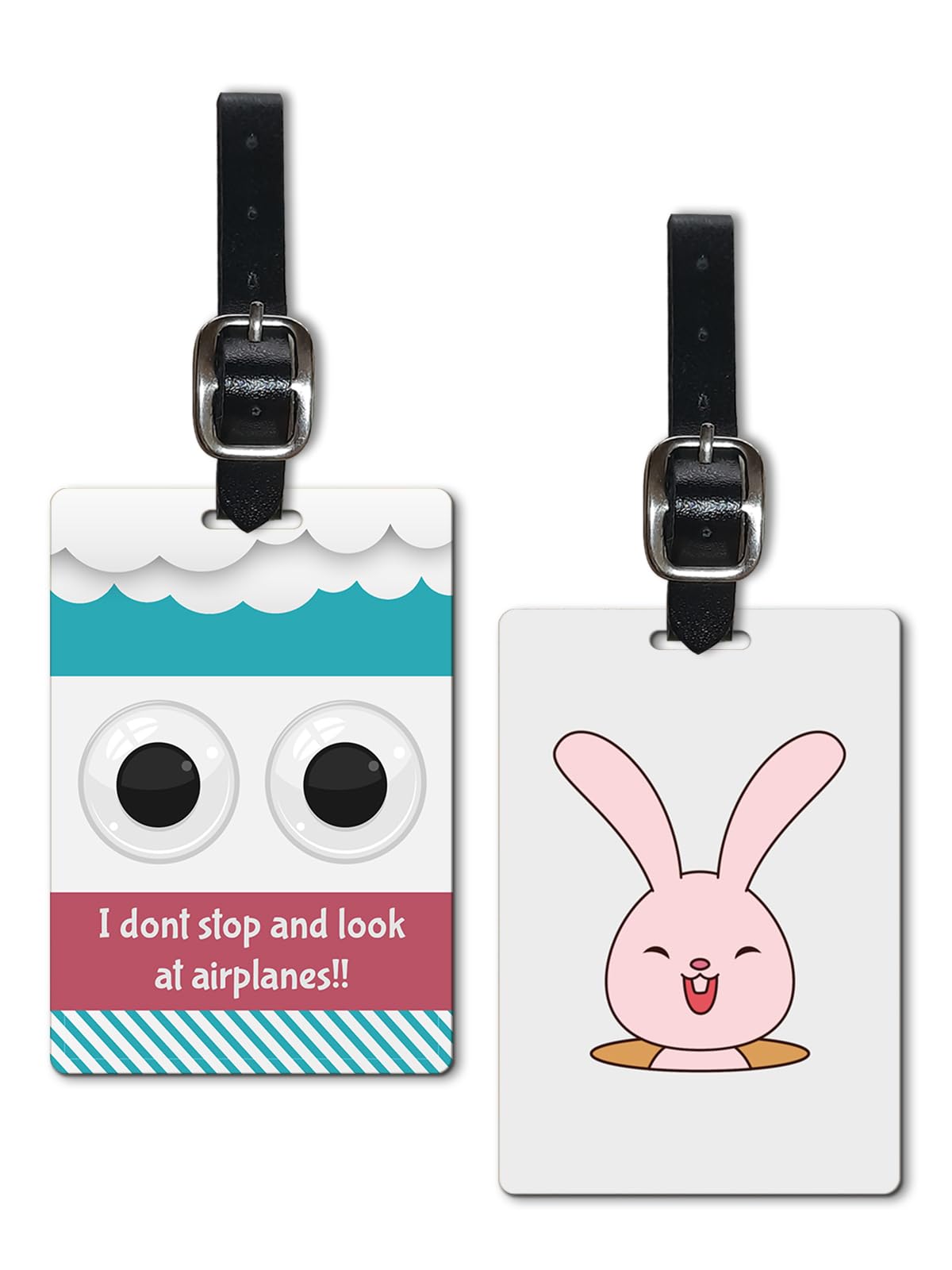 Lentikart 3D Lenticular Luggage Tag Set of 2 | Hidden Pink Bunny + Look at Sky Funny Quote | Luggage/Bag/Travel ID Label Tags for Suitcase & School Bags-image-43