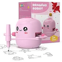 Drawing Robot for Kids, Interactive Educational Drawing Robot with Voice Interaction, Montessori Drawing Learning Toy with 150 Word Cards &amp; 16 Color Pens, Christmas Birthday Present for Kids 5 6 7 8 9