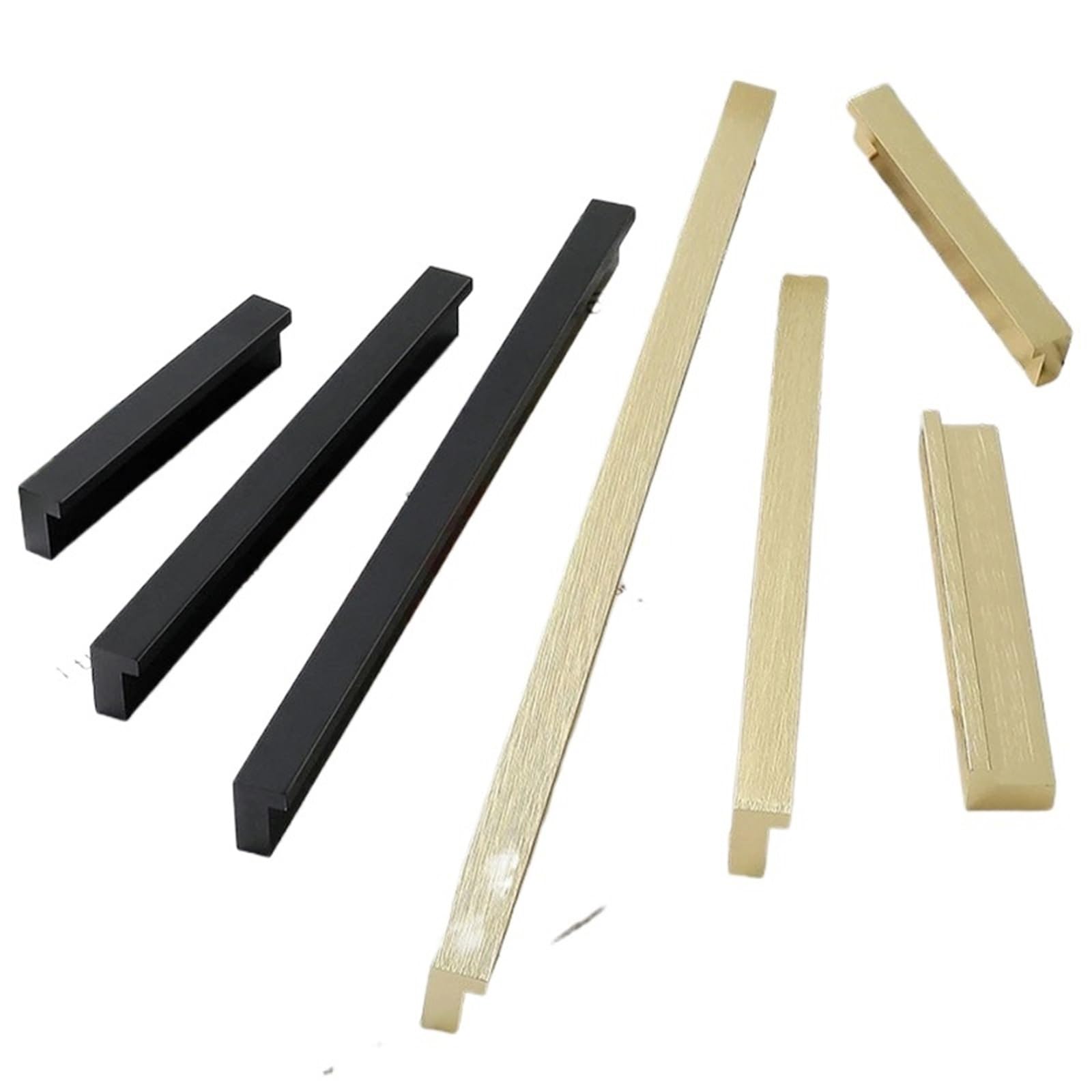 KDHCVKZ 1pcs Brushed Gold Cabinet Handles Black T Bar Aluminum Alloy Kitchen Cupboard Door Pulls Drawer Knobs Furniture Handle Hardware(Gold 256mm)