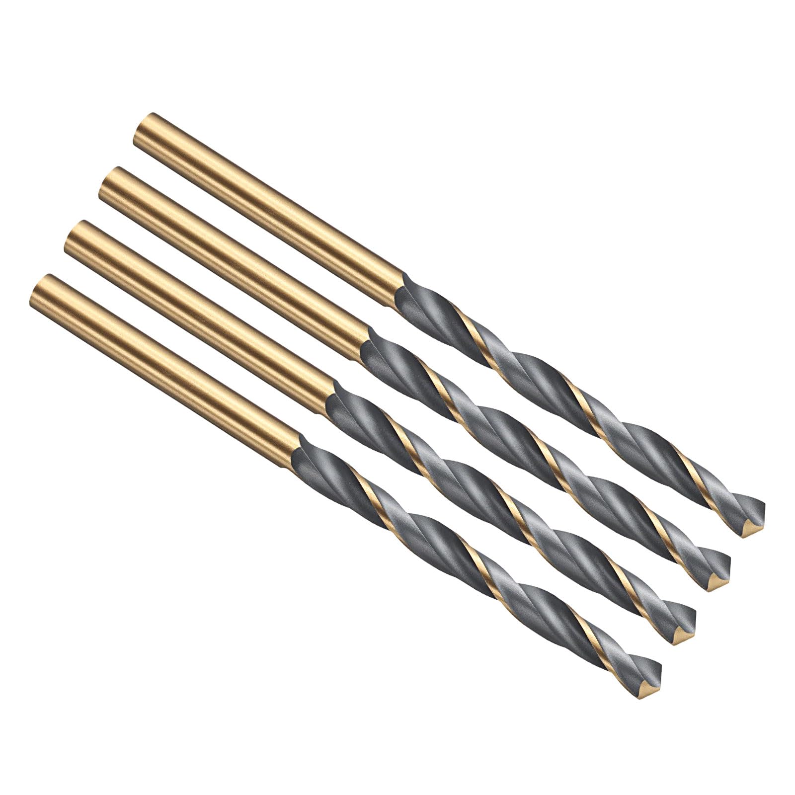 PATIKIL 5mm Drill Bit, Jobber Straight Shank 4341 High-Speed Steel 118ยฐ Black and Gold Finish for Medium-hard Metal Steel Acrylic - 4 Pack