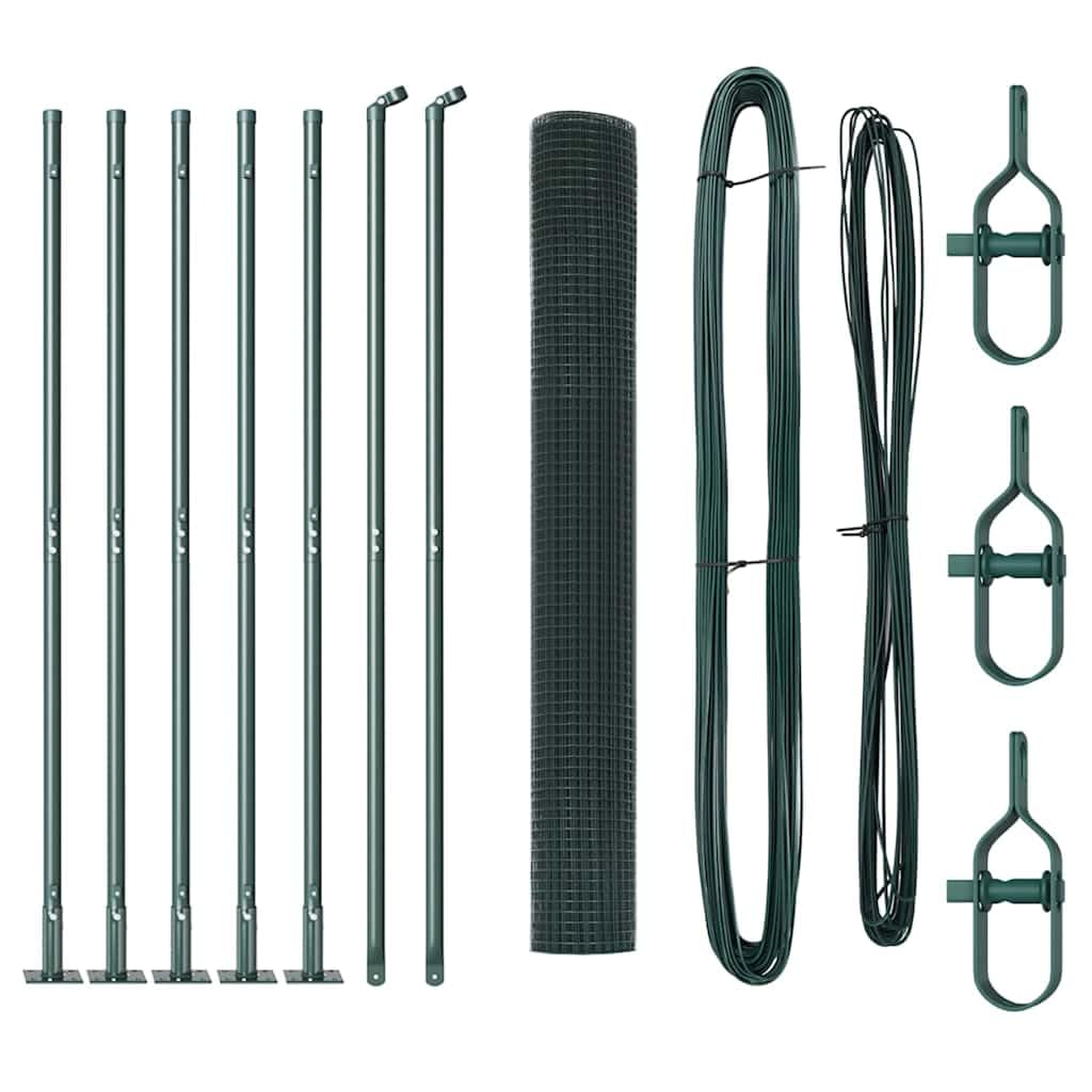 Fence Post Green 10 x 1.2 m 25 x 25 mm Mesh Steel PVC Garden Fencing Kit Weather Resistant Powder Coated Outdoor Boundary Support Secure Backyard Patio Enclosure