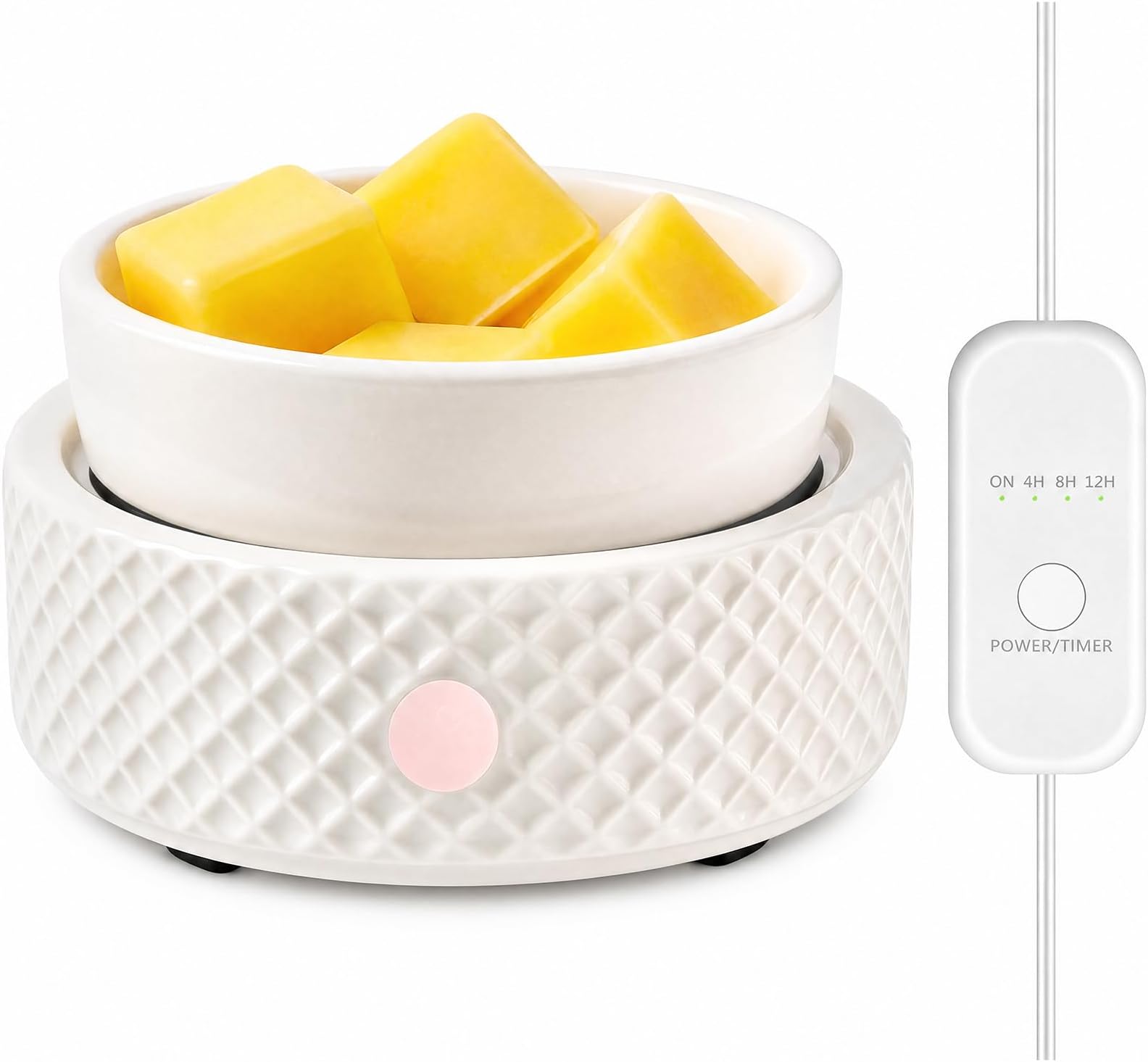 Wax Melt Burner Warmer with Timer Ceramic 4-in-1 Electric Candle Warmer Auto Shut-Off for Scented Wax Melts, Candle Jars, Essential Oil, Coffee Cup Warmer Home Decor Fragrance Gifts for Women - White