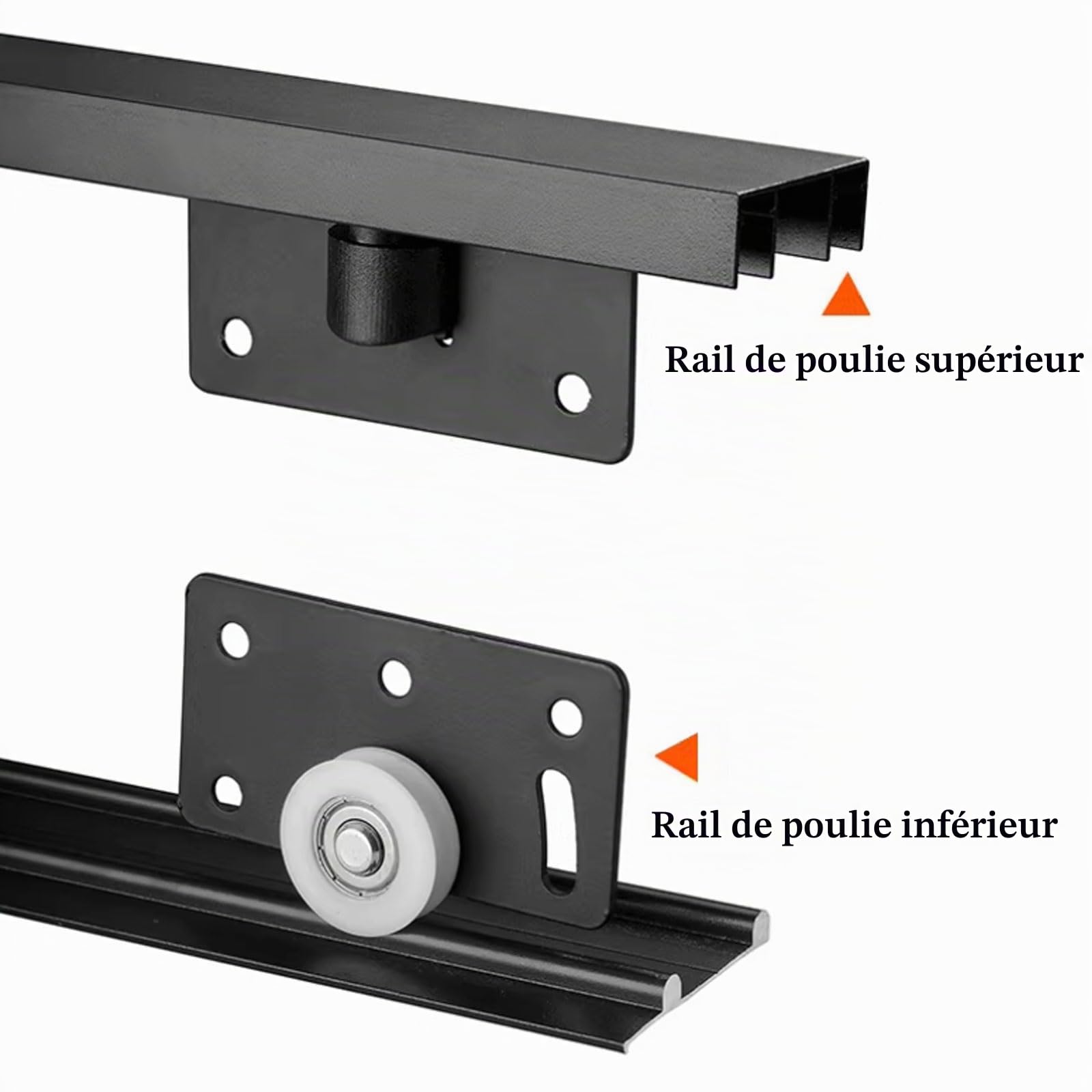 Rail Porte Coulissante Double,Kit Porte Coulissante Rail Double,Kit Porte Coulissante,Rail pour Porte coulissante Placard,pour Portes de Placards et de Salle de Bain.