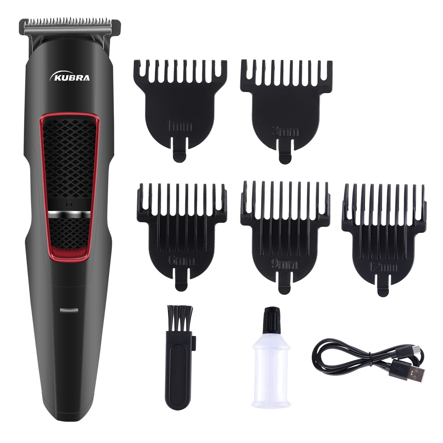 Kubra KB - 2048 professional trimmer for men with T-Blade, Stainless steel, (Black)