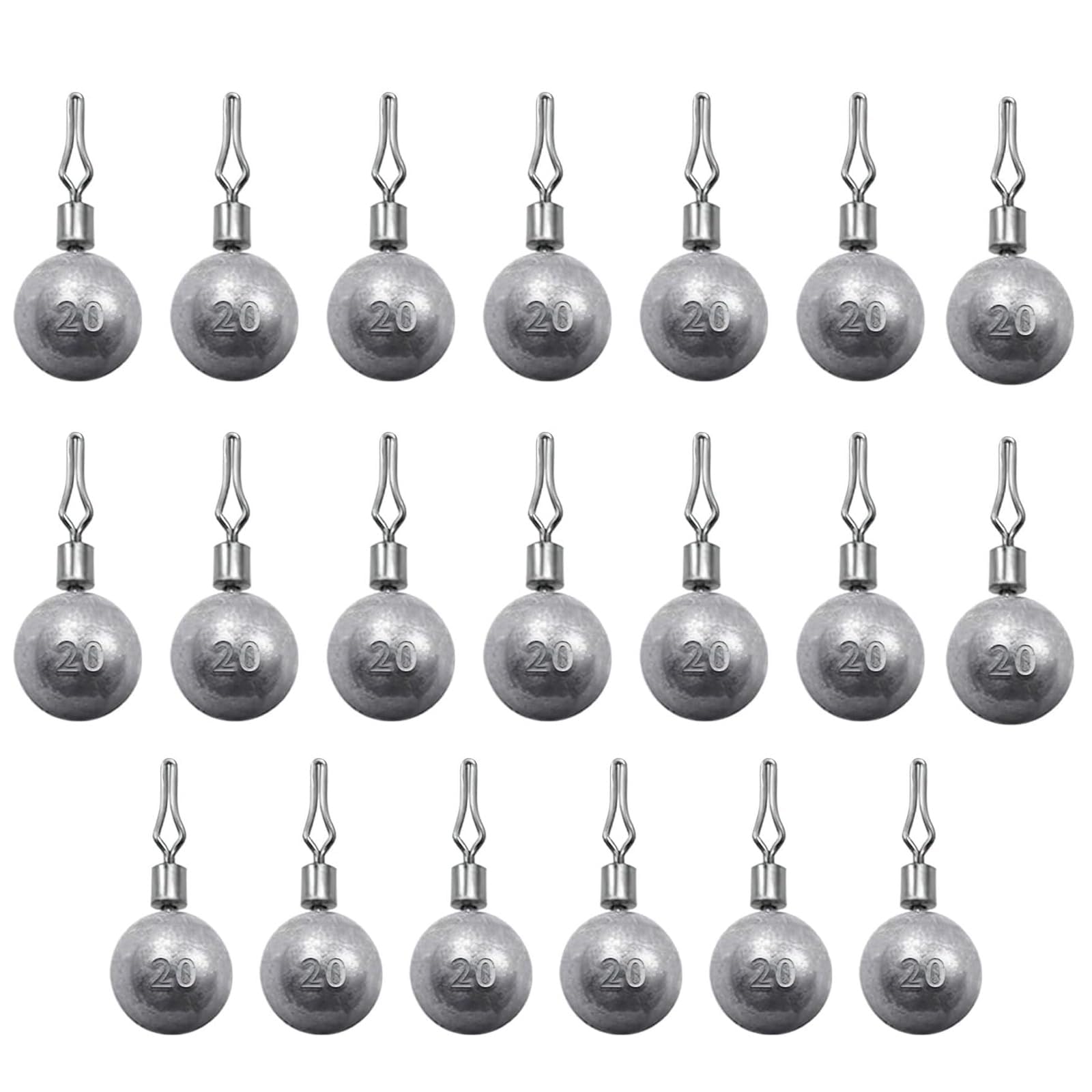 Ball Weights Drop Sinkers Fishing, 20PCS Round Fishing Weights Sinkers Casting Drop Shot Weight Swivels for Bass Fishing Saltwater Freshwater