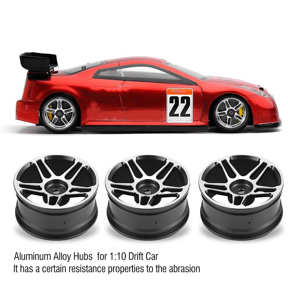 Lybunair 4Pcs RC Steering Assembly Aluminum Alloy Wheel Rims Tires Fit for 1/10 Scale Drift Racing RC Car - Image 2