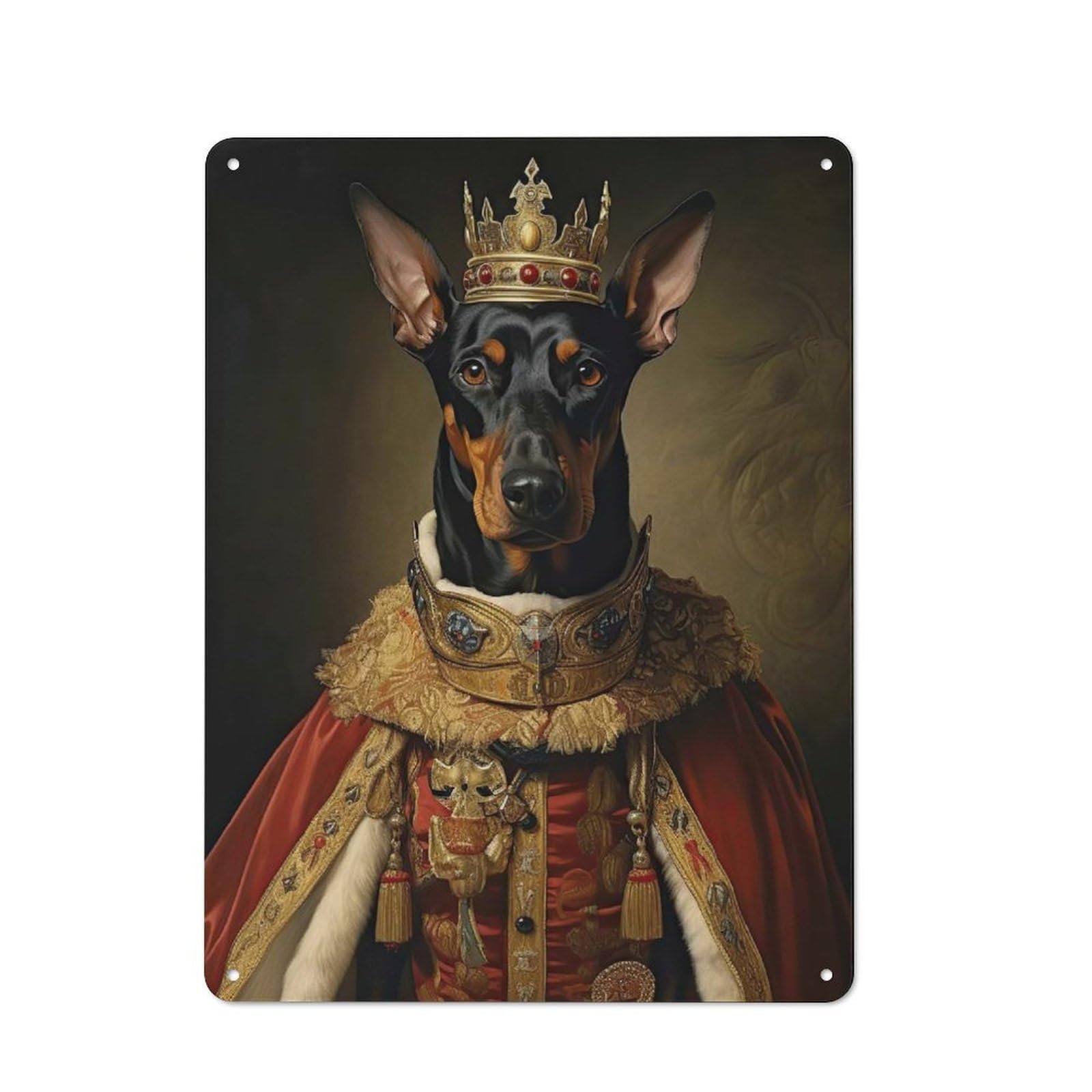 Junmoney Style-8 Doberman The King Retro Tin Wall Plaque 40X30cm For Garage Or Workshop, A Metal Wall Feature For Garages And Tool Rooms