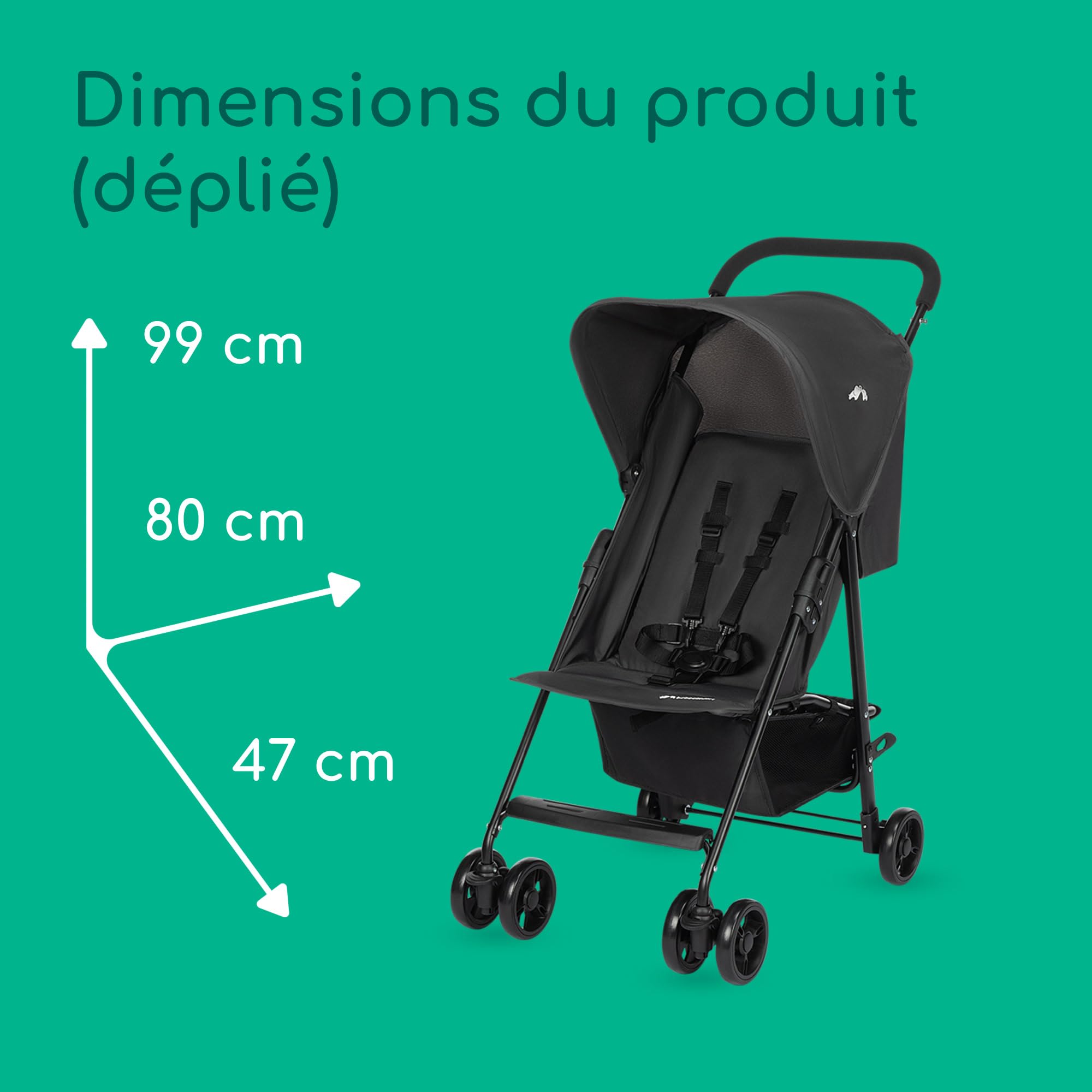 Bebeconfort Snow Poussette Canne Compacte Bébé 0-15 kg Naissance à 3,5 ans Voyage Ultra Légère Pliable Mineral Graphite