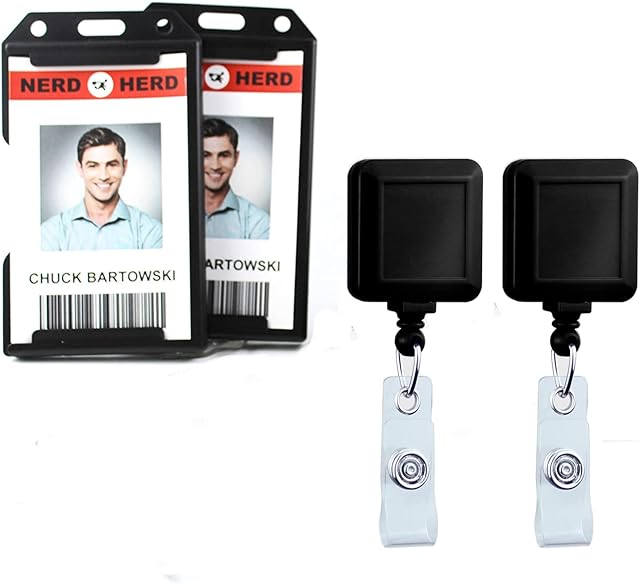 Badge Holder with Retractable Badge for ID Card Belt Attachment Double-Sided Card Case Cover Combination