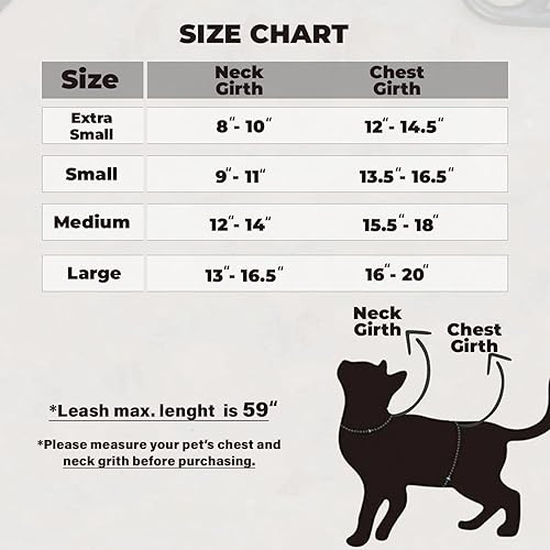 Miniatura 2 de Juego de arnés y correa para gatos, a prueba de escape, arnés ajustable para gatos grandes, medianos y pequeños, arnés seguro para mascotas de viaje