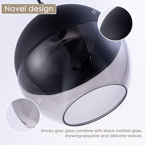 Miniatura 6 de Mini iluminación colgante moderna con pantalla de vidrio negro mate y gris ajustable Edison Loft Farmhouse colgante para cocina, isla, restaurantes,