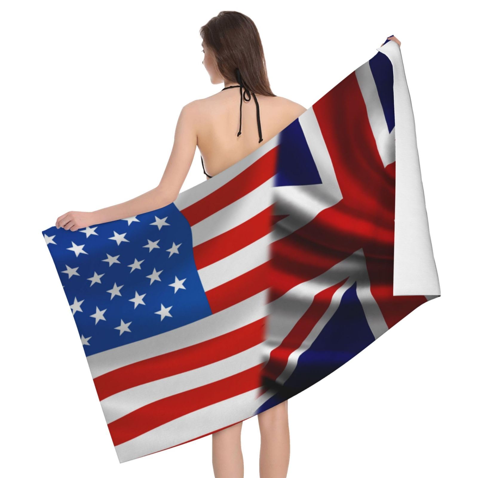HLBSDM Microfiber America Flag and Britain Flag Beach Towel Quick Dry Soft Sand Free Beach Towels for Pool Swim Beach Lightweight Thin Towels