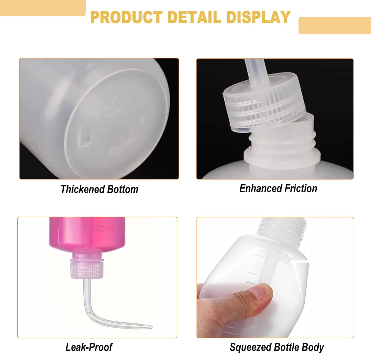 Yuelong Plastic Squeeze Bottle,2Pcs Safety Wash Bottle 500ml Convenient Green Soap Supply Tattoo Squeeze Bottle with Scale Labels Watering Tools for Medical Label Tattoo Supplies(500ml,16oz,1 Bottle) - Image 3