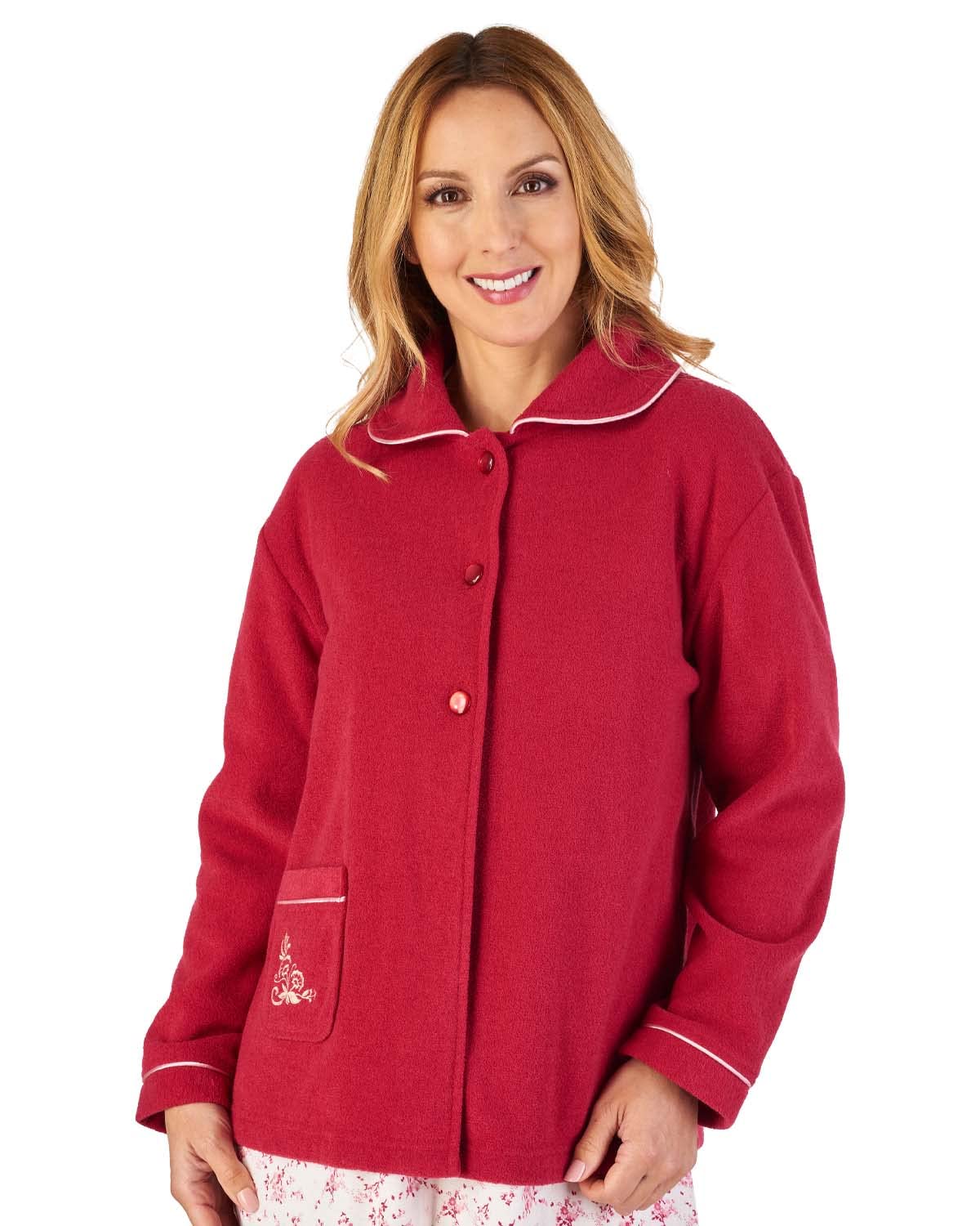 Slenderella Boucle Fleece Bed Jacket BJ2325 Raspberry XL