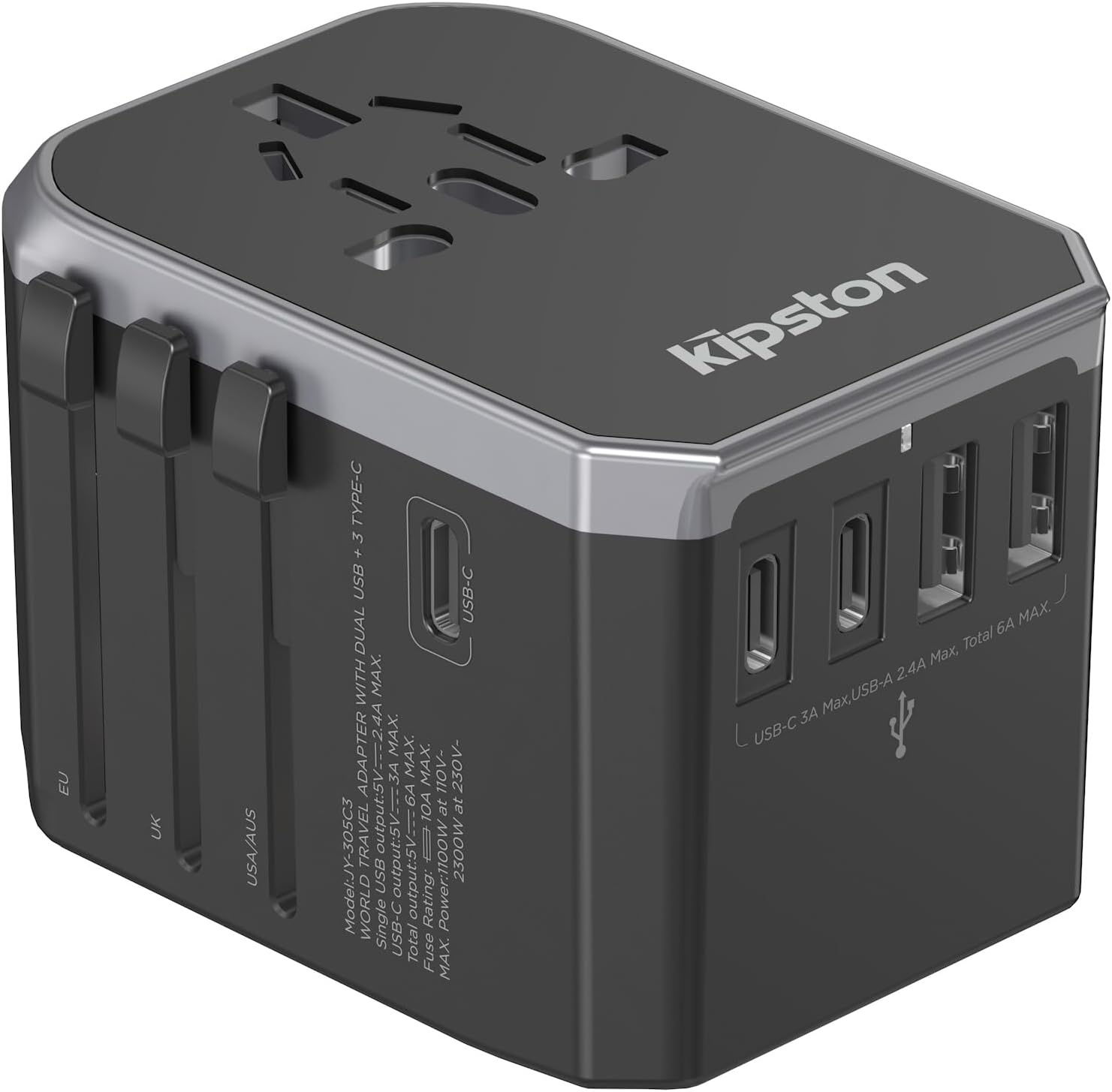 Universal Travel Adapter with 3 USB Type C Travel Charger, 2 USB Type