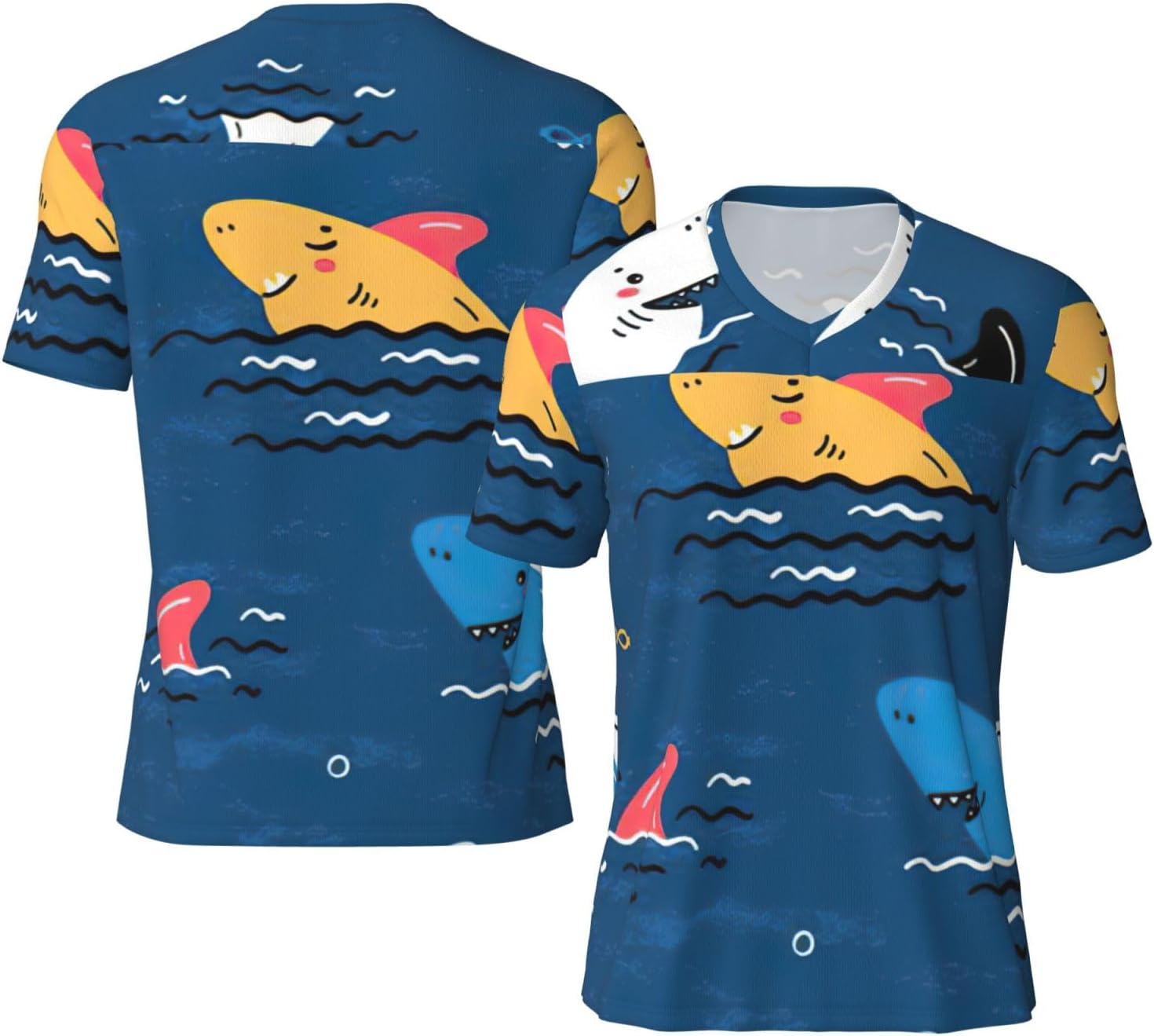 Shark Print Big and Tall Football Shirts for Men, Inclusive Size Football Jersey Men for Games and Gifts