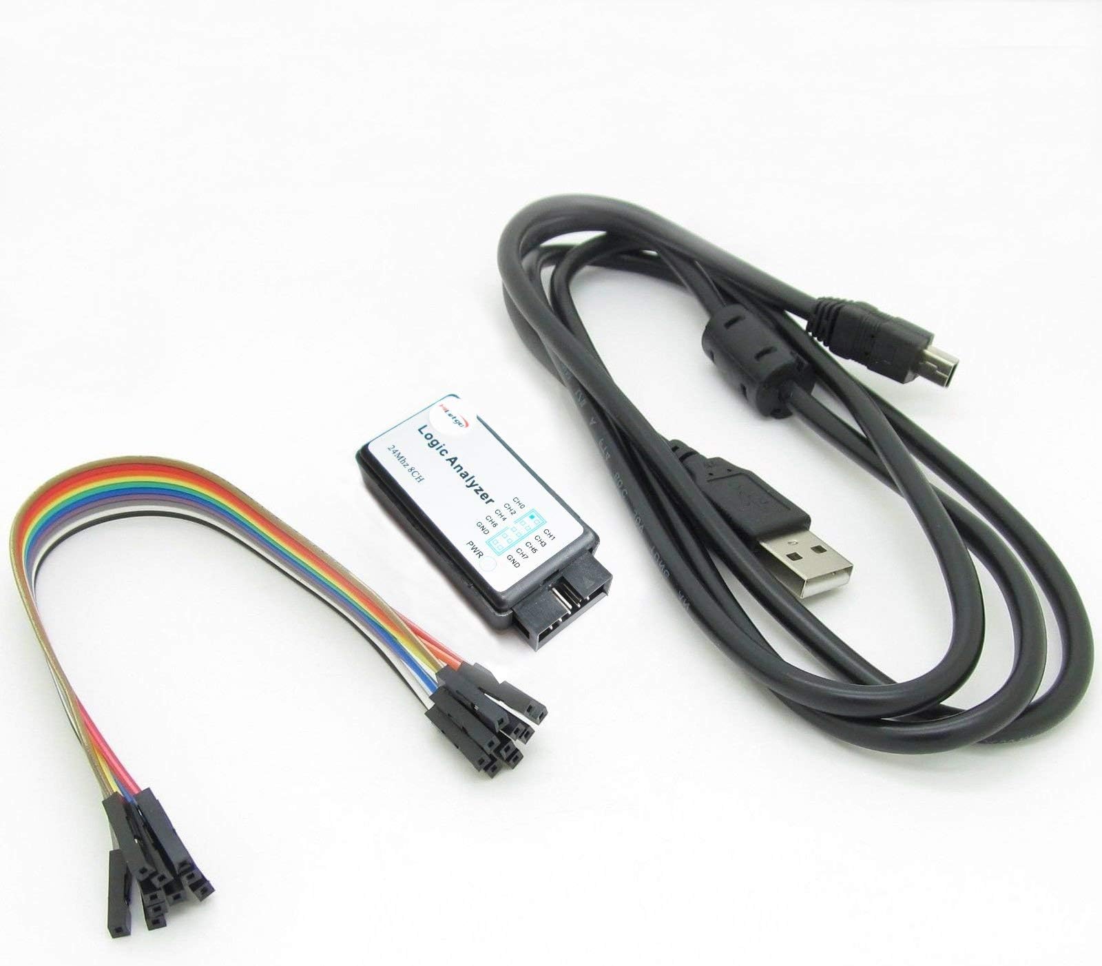 HiLetgo USB Logic Analyzer Device With EMI Ferrite Ring USB Cable 24MHz 8CH 24MHz 8 Channel UART IIC SPI Debug