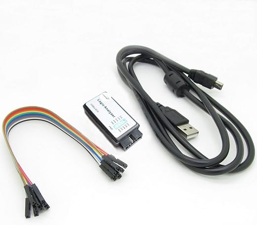 HiLetgo USB Logic Analyzer Device with EMI Ferrite Ring USB Cable 24MHz 8CH 24MHz 8 Channel UART IIC SPI Debug(Gray)