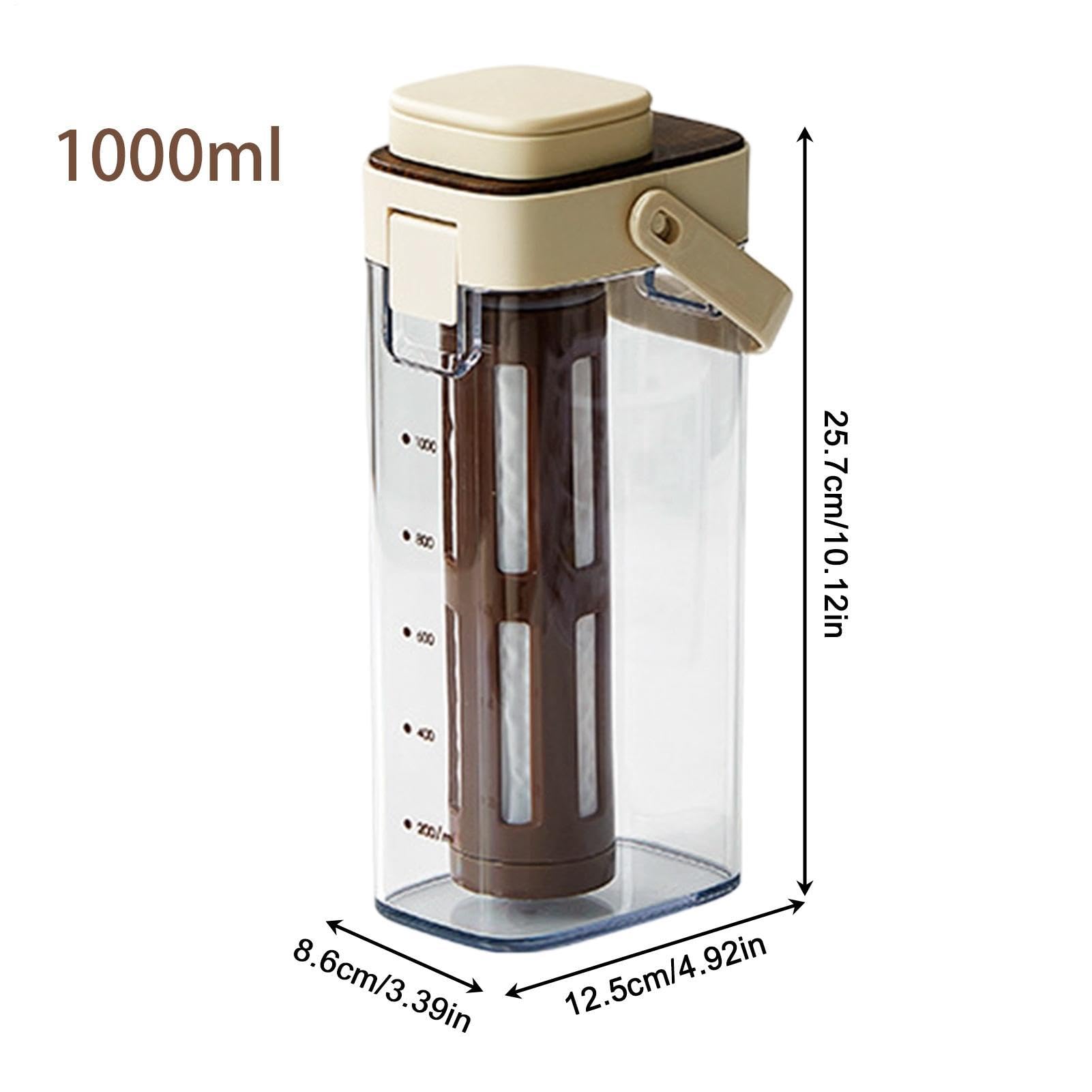 Preparador de Cold Brew | 1000 Mililitros de Gran Capacidad Tapa Hermética Ancha | Jarra De Té Y Agua - para Hogar Cocina Comedor Reuniones Familiares