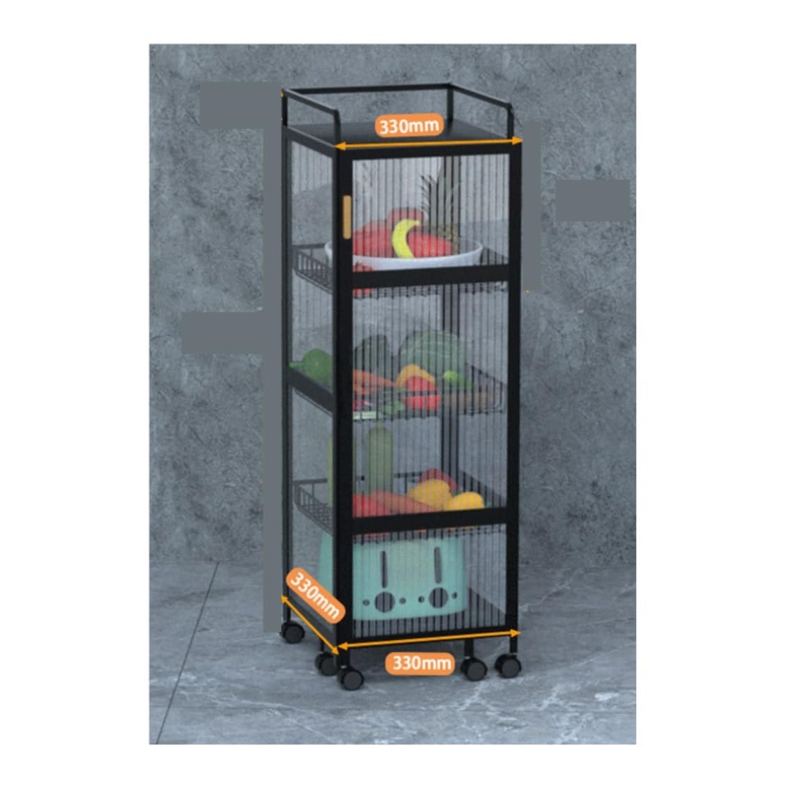 Chariot de rangement rotatif en acier au carbone pour coin cuisine