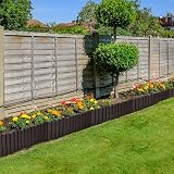 Aufun 2,3m Holzoptik Beeteinfassung zuschneidbar Beetumrandung Rasenkante Palisadenzaun Holzzaun klein Beetbegrenzung Palisaden Deko Gartenpalisade Beetzaun (Braun)