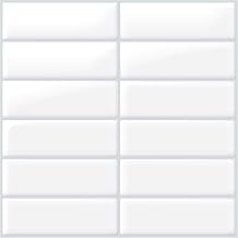 DEWOO Vinyl Adhesive Wall Tiles Kitchen and Bathroom Rectangles Subway Paper Brick, White (10-Pieces, 30.5 x 30.5 cm)