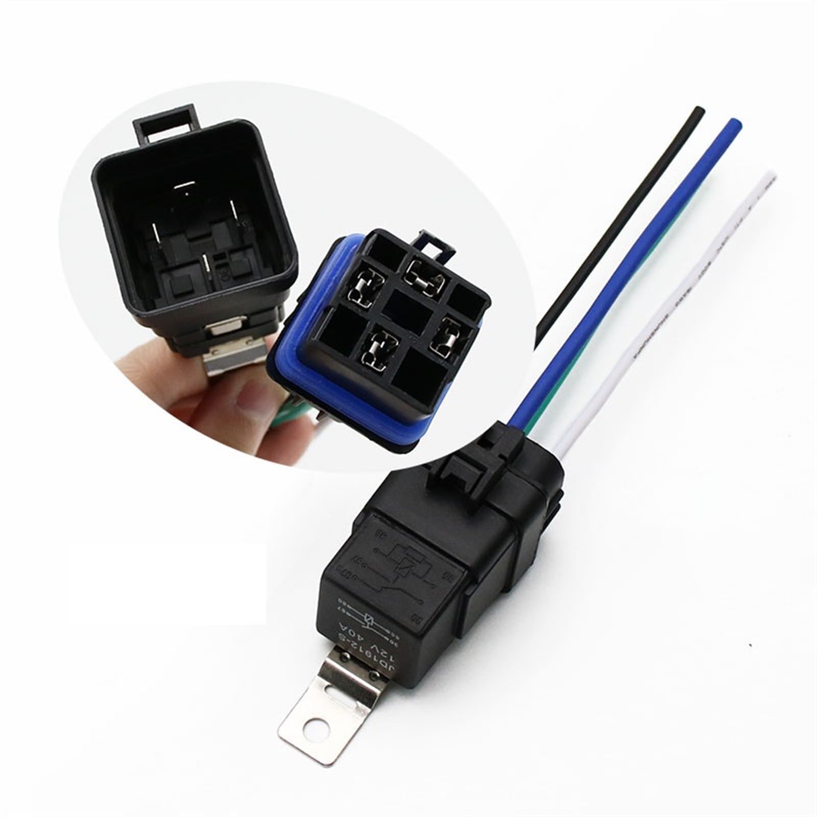 CSKWLLNBC Car Auto Automobile Relay Sealed Integrated Wired DC12V 40A 5Pin 4pin + Holder with 105mm Length Wires 1Pcs(4 Pin)