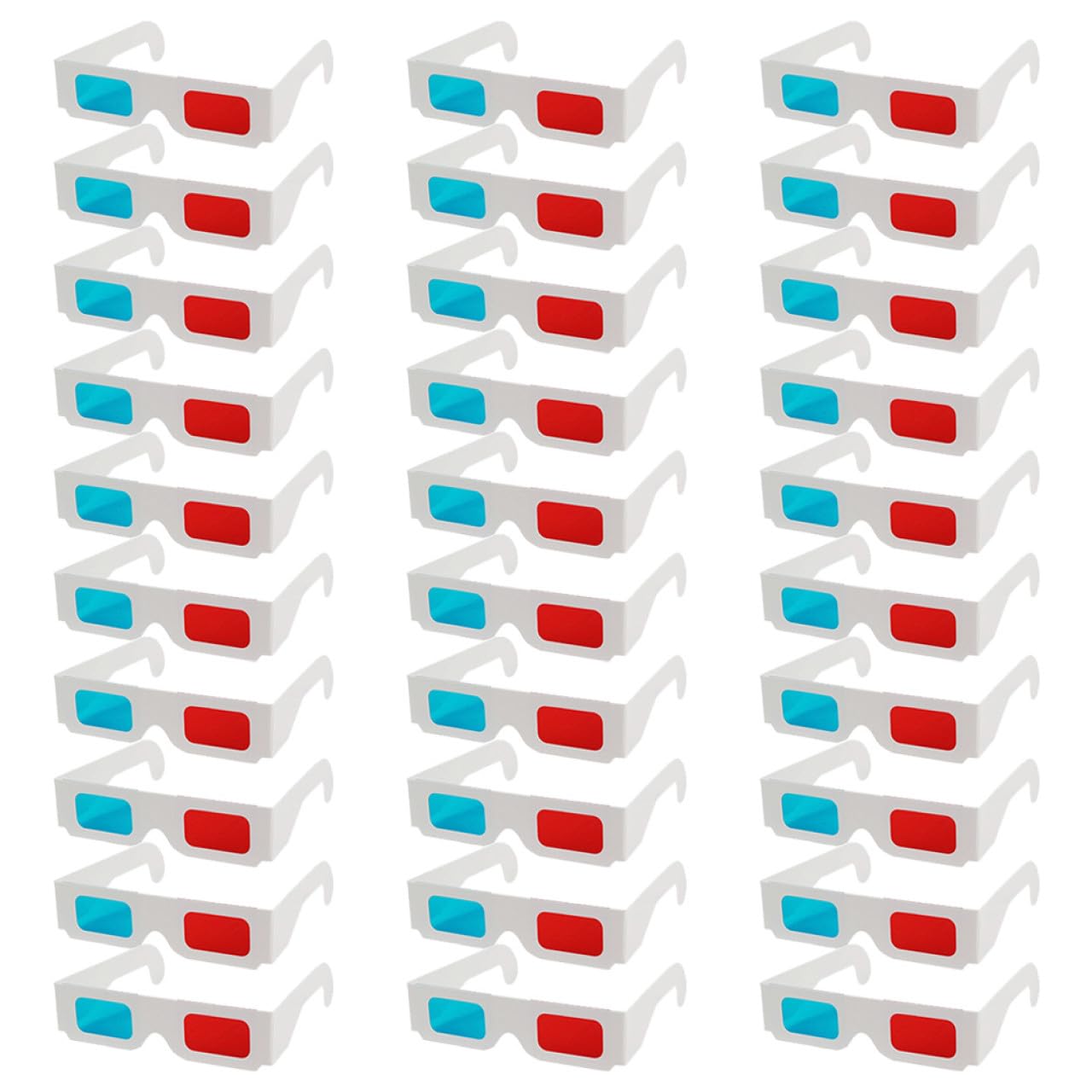 PRETYZOOM Occhiali 3d di Carta Anaglifi Monouso Lenti Rosso-blu, 30 Pezzi per Cinema, Video e Visualizzazione 3d, per Feste, Compleanni e Uso Domestico