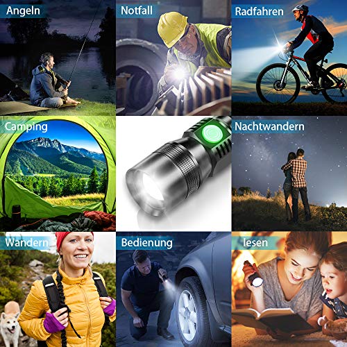 Karrong LED Taschenlampe USB Aufladbar Magnet Schwarzlicht, 395nm UV Lampe Ultraviolette Licht 7 Modi Rotlicht mit Akku für Outdoor Camping Wandern 2 Stück