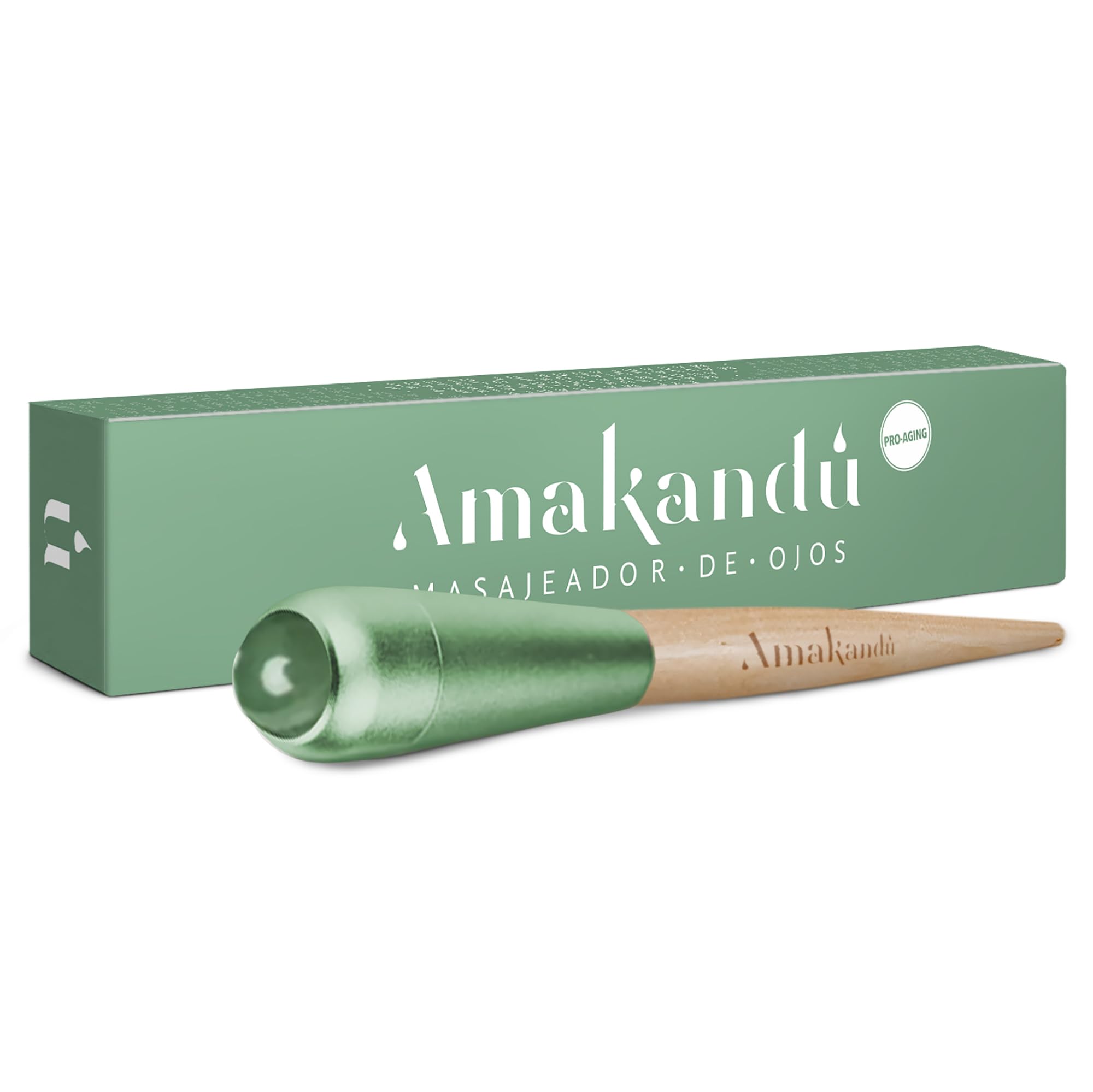 Masajeador ojos bolsas y ojeras - Masajeador de madera de haya con piedra de aventurina - efecto relax- Bienestar y belleza de la piel - ideal para párpados y ojeras
