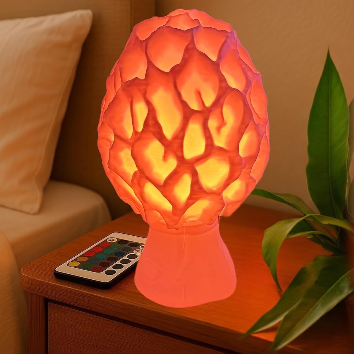 Morel Mushroom Lamp - Usb Powered 15-Color Table Light With Remote & Switch -