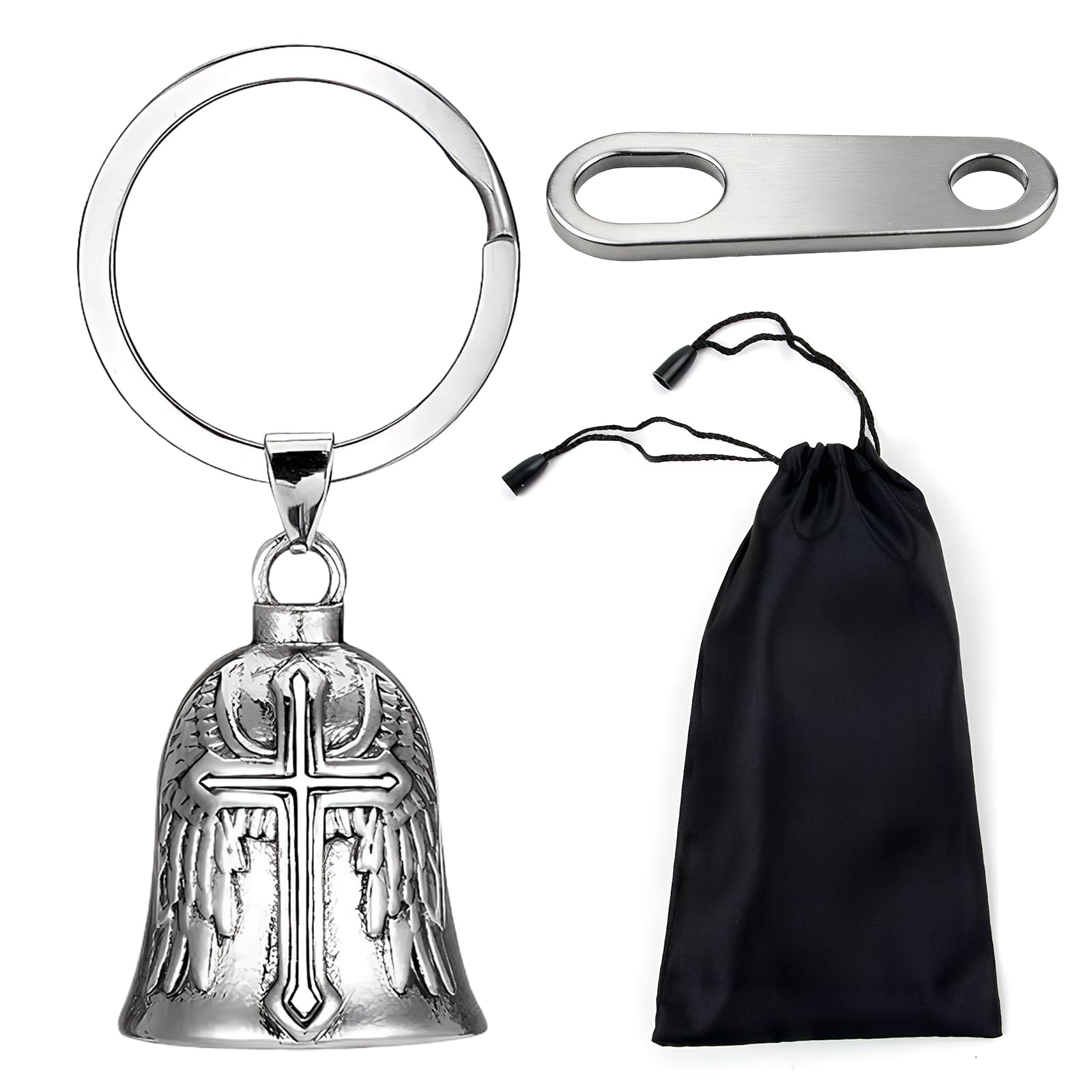 Hocklliy Unisex Silver Guardian Bell For Motorbikes, Lucky Charms Bell For Motorbike & Bicycle, Install For Riders Gift Idea