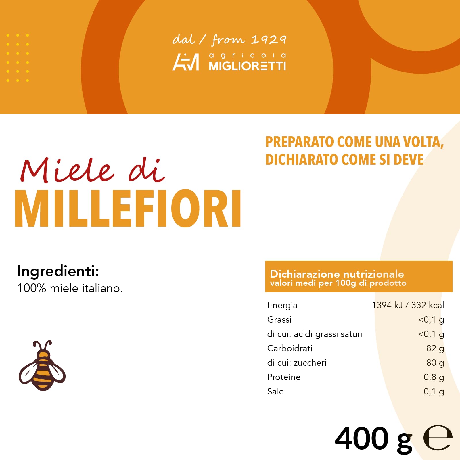 Agricola Miglioretti Miele Millefiori Italiano 6x400g