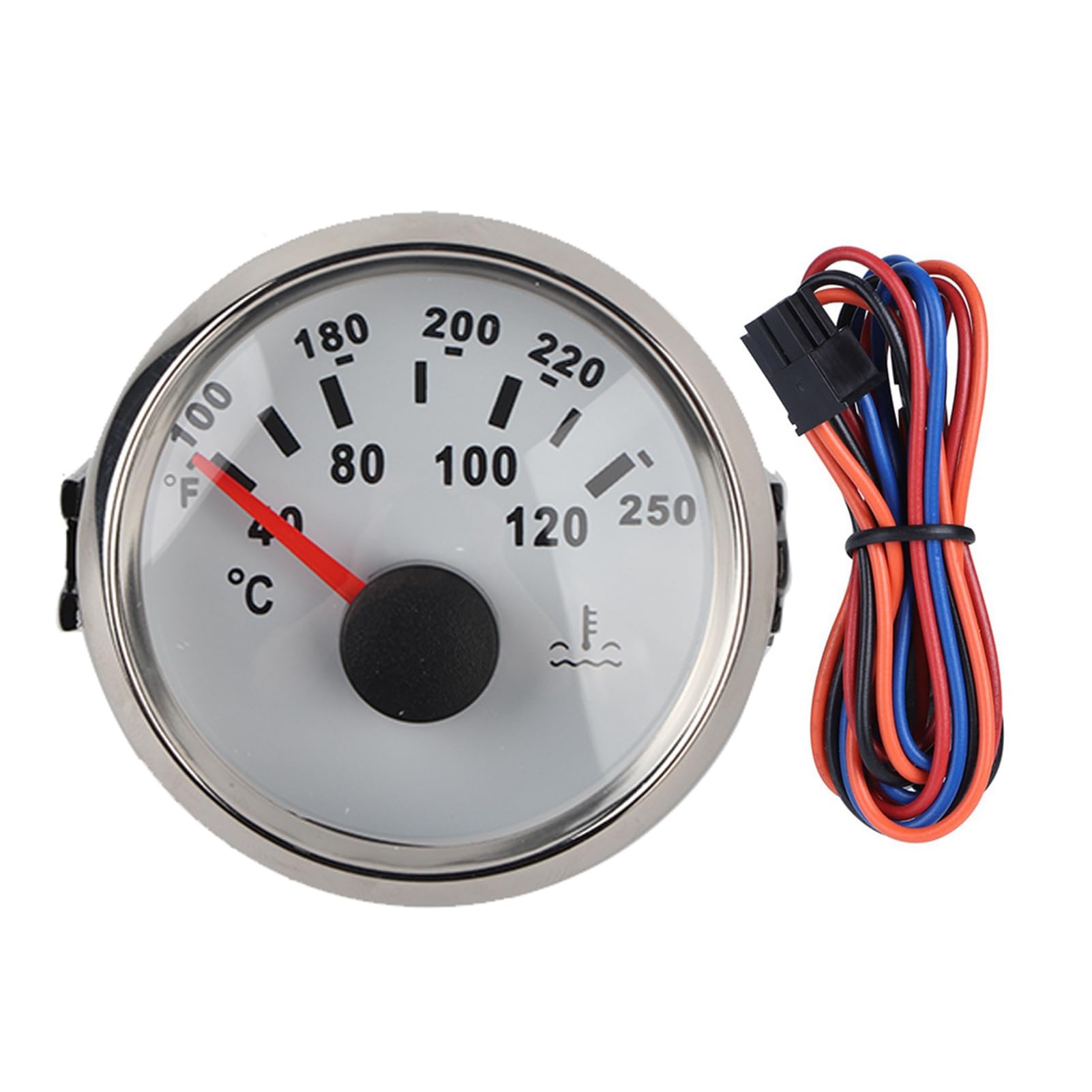 Jauge de température d'eau universelle pour moteur marin de 52 mm de 40 à 120 ℃, compteur de température pour bateau, camping-car, véhicules marins, précis et facile à installer, #612, White Dial