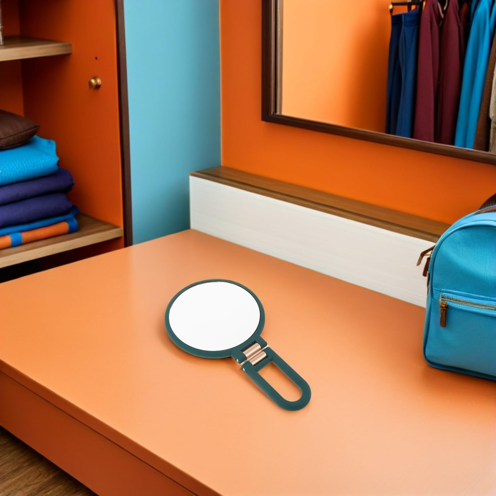 2 Stück Doppelseitiger Handkosmetikspiegel 15 Fach Vergrößerung Faltbar mit Ergonomischem Klappgriff Tragbarer Schminkspiegel für Reisen Camping und Schreibtisch