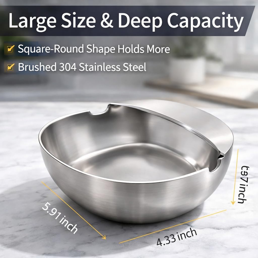 304 Stainless Steel Spoon Rest & Multipurpose Kitchen Utensil Holder, Self-Standing Ladle Holder With Stable Base, Modern Utensil Holder For Ladles, Tongs, Spatula, Dishwasher Safe (3PCS)