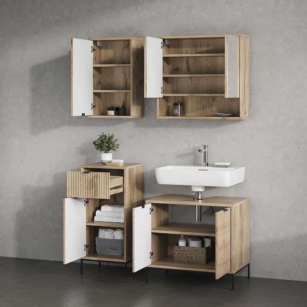 Livinity Armario de baño ATERNO, Roble Vikingo, 40 x 65 cm | con 2 estantes