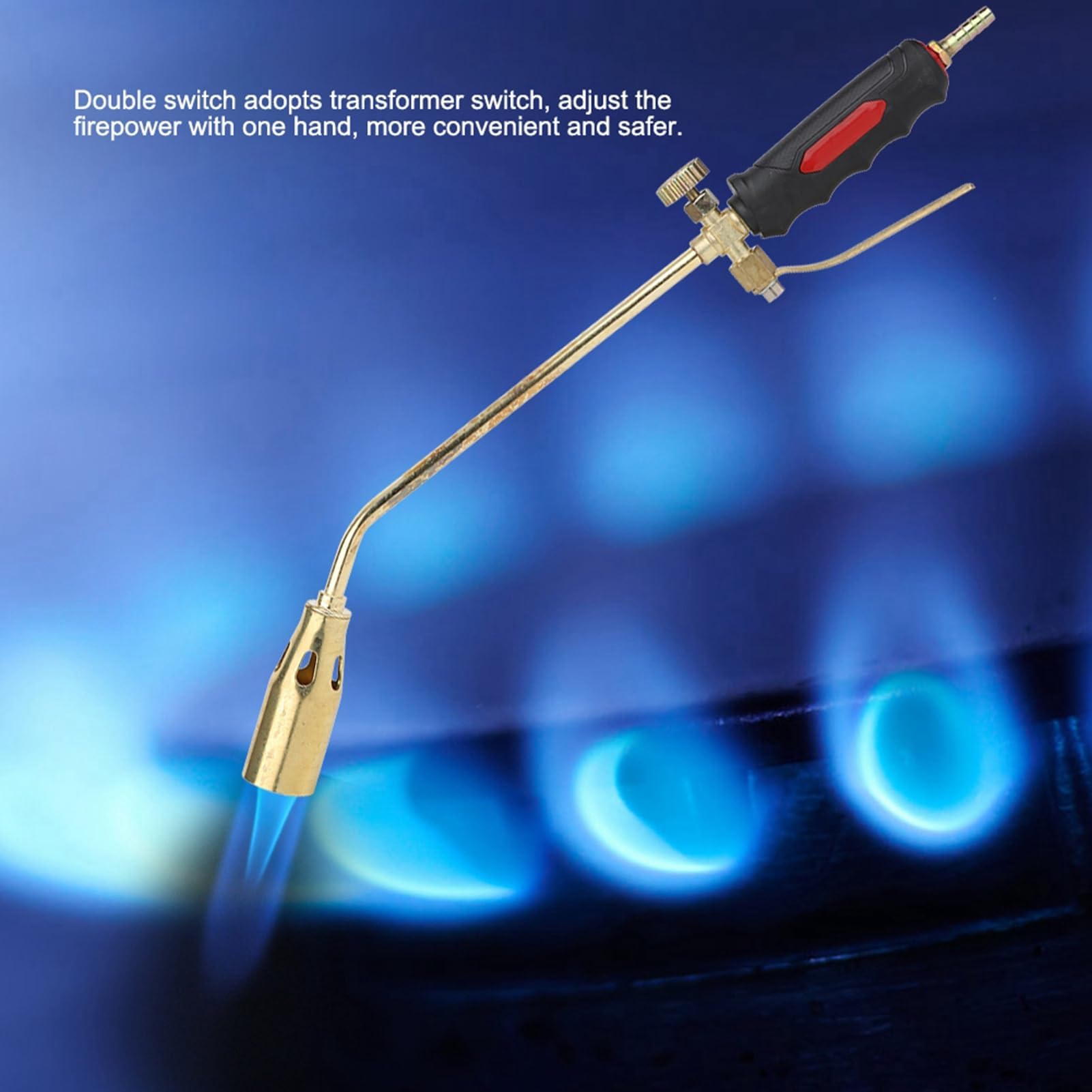 Walfront Bruciatore a gas in ottone con doppia accensione e impugnatura antiscivolo. Saldatore professionale per butano e metano, utensile manuale